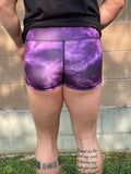 Purple Tie Dye Compression Shorts